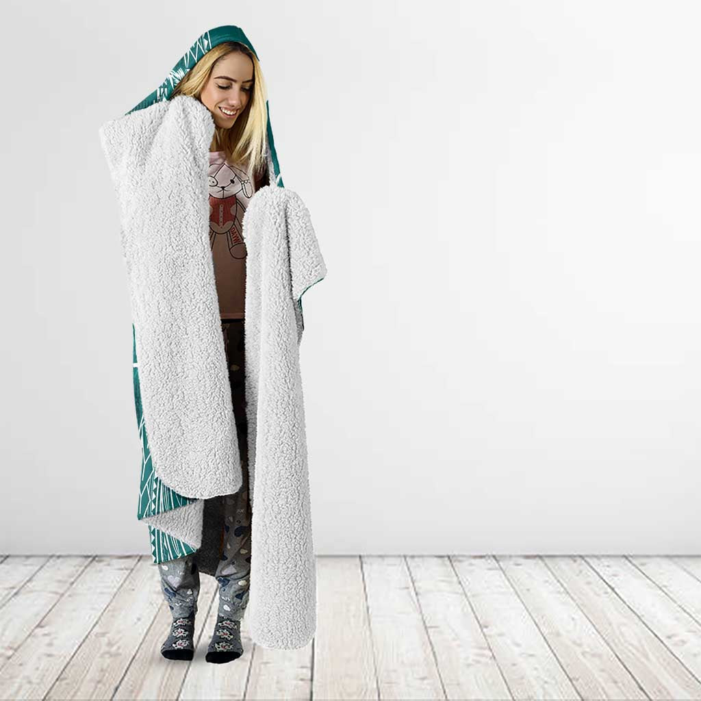 Kia Orana Cook Islands Hooded Blanket Tiare and Stars - Teal LT7 - Polynesian Pride