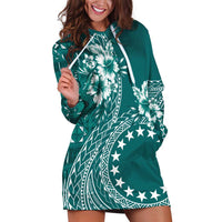 Kia Orana Cook Islands Hoodie Dress Tiare and Stars - Teal LT7 Teal - Polynesian Pride