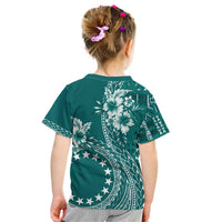 Kia Orana Cook Islands Kid T Shirt Tiare and Stars - Teal LT7 - Polynesian Pride