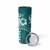 Kia Orana Cook Islands Skinny Tumbler Tiare & Stars - Teal LT7 - Polynesian Pride