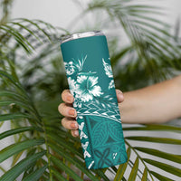 Kia Orana Cook Islands Skinny Tumbler Tiare & Stars - Teal LT7 - Polynesian Pride