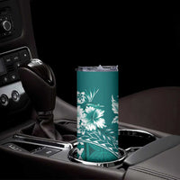 Kia Orana Cook Islands Skinny Tumbler Tiare & Stars - Teal LT7 - Polynesian Pride