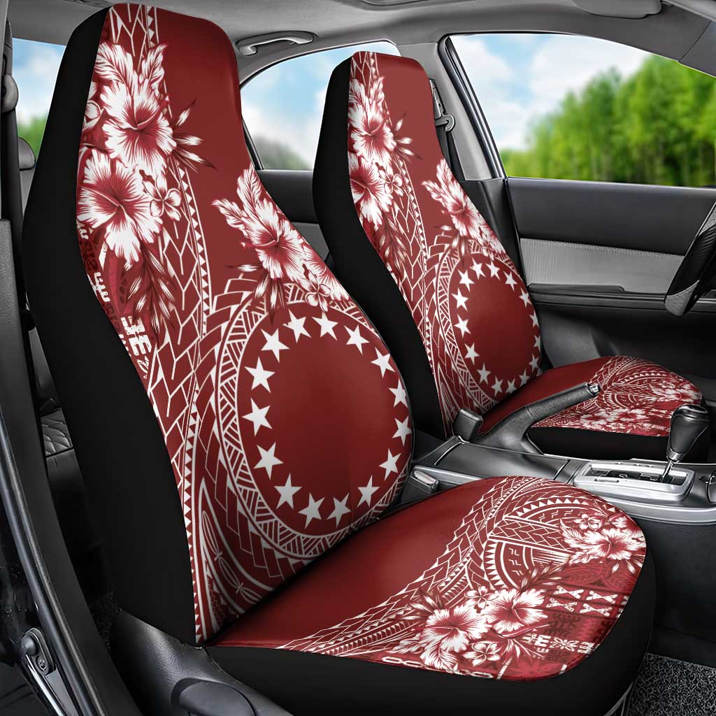 Kia Orana Cook Islands Car Seat Cover Tiare and Stars - Scarlet LT7 - Polynesian Pride