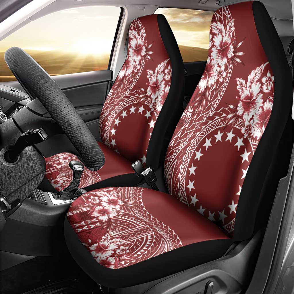 Kia Orana Cook Islands Car Seat Cover Tiare and Stars - Scarlet LT7 - Polynesian Pride