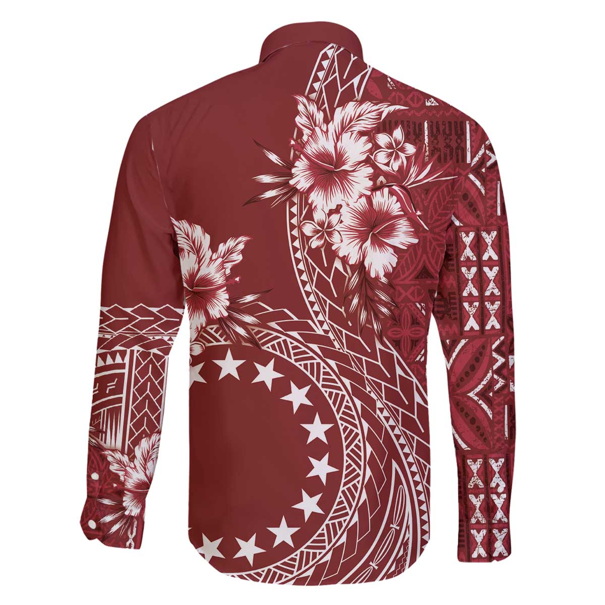 Kia Orana Cook Islands Family Matching Puletasi and Hawaiian Shirt Tiare and Stars - Scarlet LT7 - Polynesian Pride