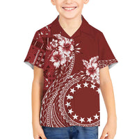 Kia Orana Cook Islands Family Matching Short Sleeve Bodycon Dress and Hawaiian Shirt Tiare and Stars - Scarlet LT7 Son's Shirt Red - Polynesian Pride
