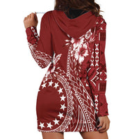 Kia Orana Cook Islands Hoodie Dress Tiare and Stars - Scarlet LT7 - Polynesian Pride