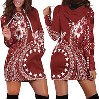 Kia Orana Cook Islands Hoodie Dress Tiare and Stars - Scarlet LT7 - Polynesian Pride