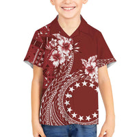 Kia Orana Cook Islands Kid Hawaiian Shirt Tiare and Stars - Scarlet LT7 Kid Red - Polynesian Pride