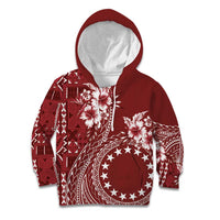 Kia Orana Cook Islands Kid Hoodie Tiare and Stars - Scarlet LT7 Hoodie Red - Polynesian Pride