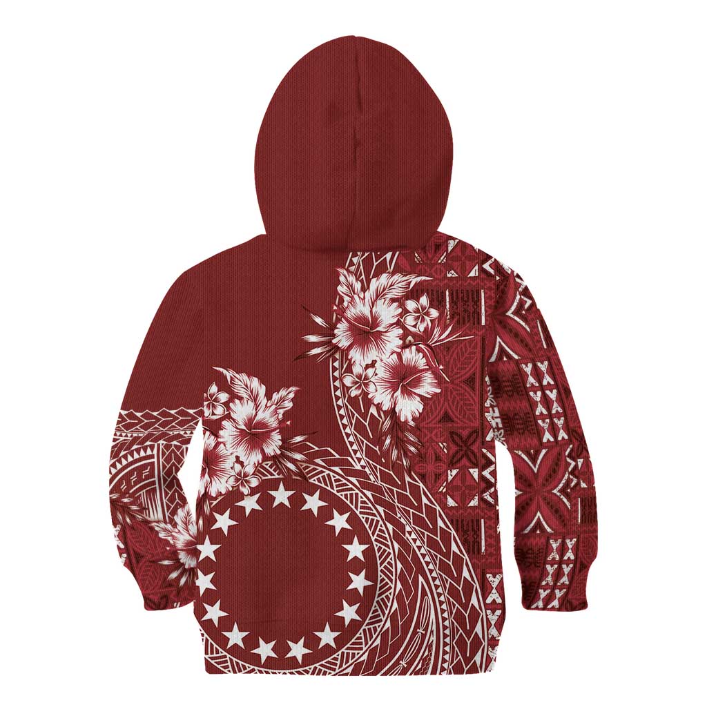 Kia Orana Cook Islands Kid Hoodie Tiare and Stars - Scarlet LT7 - Polynesian Pride