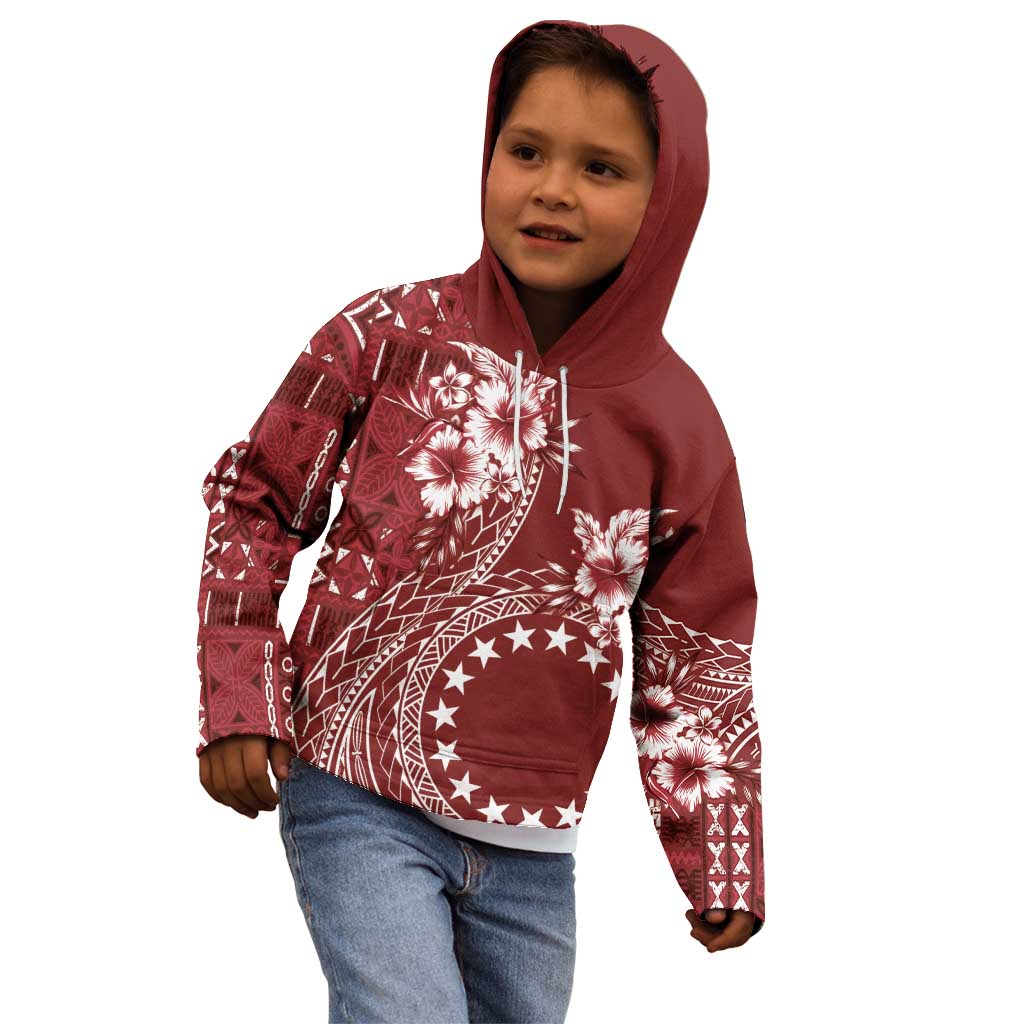 Kia Orana Cook Islands Kid Hoodie Tiare and Stars - Scarlet LT7 - Polynesian Pride