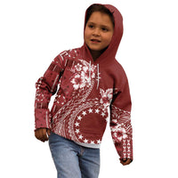 Kia Orana Cook Islands Kid Hoodie Tiare and Stars - Scarlet LT7 - Polynesian Pride