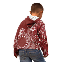 Kia Orana Cook Islands Kid Hoodie Tiare and Stars - Scarlet LT7 - Polynesian Pride
