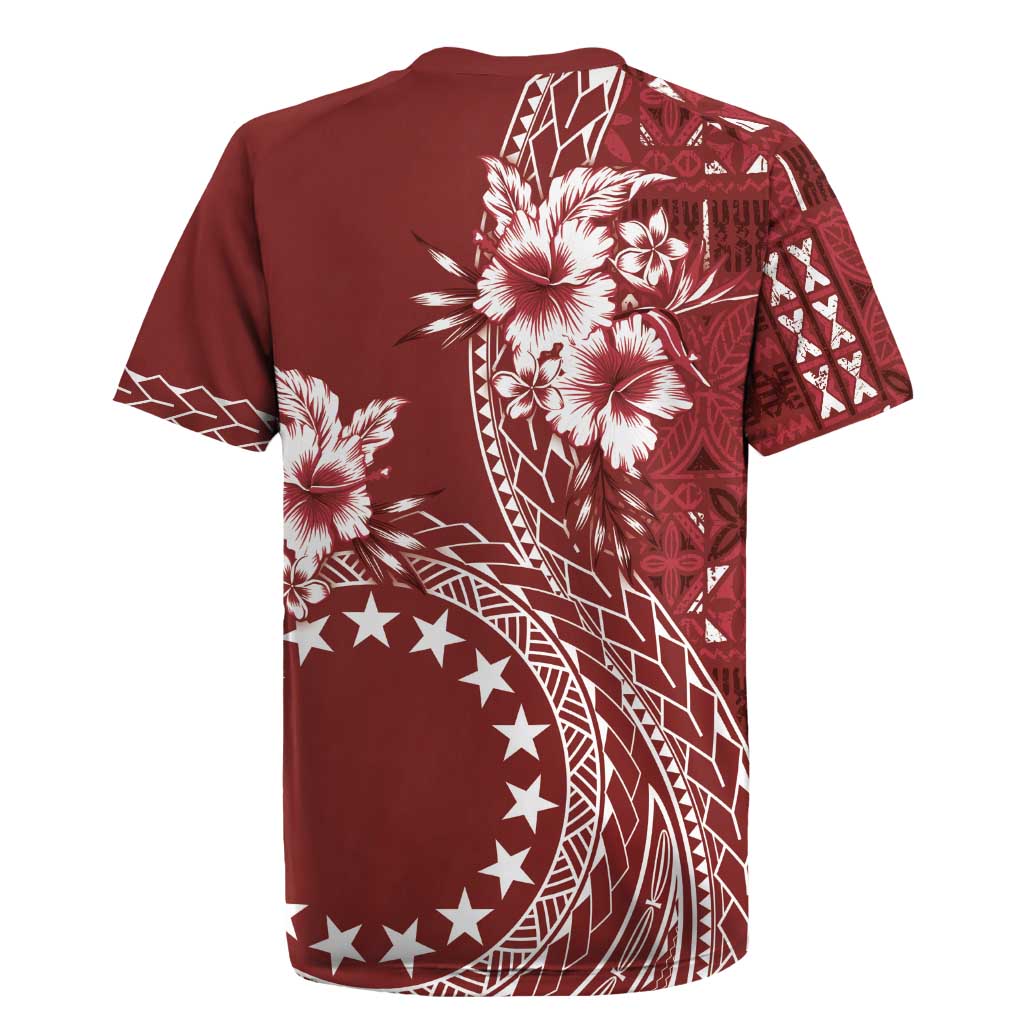 Kia Orana Cook Islands Rugby Jersey Tiare and Stars - Scarlet