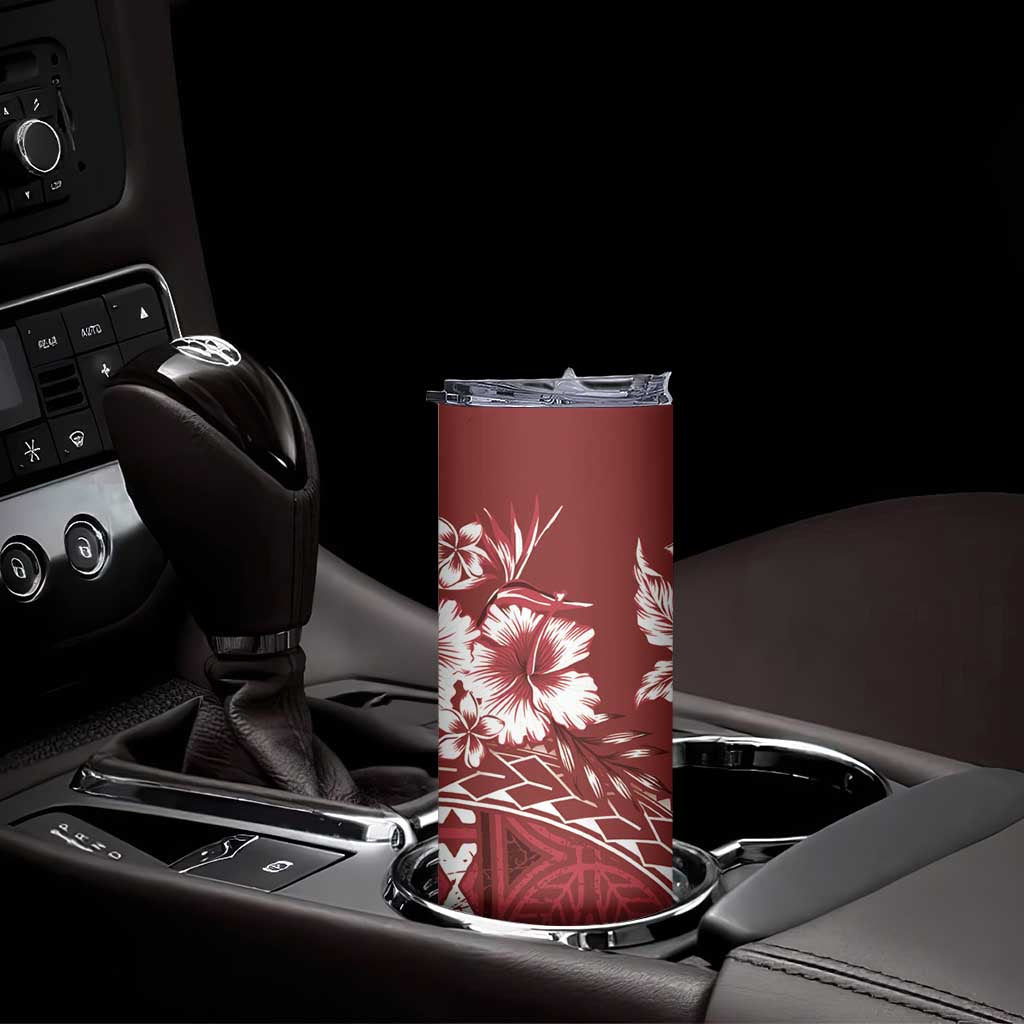 Kia Orana Cook Islands Skinny Tumbler Tiare & Stars - Scarlet LT7 - Polynesian Pride