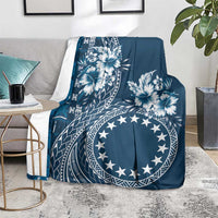 Kia Orana Cook Islands Blanket Tiare and Stars - Navy Blue