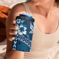 Kia Orana Cook Islands 4 in 1 Can Cooler Tumbler Tiare & Stars - Navy Blue LT7 - Polynesian Pride
