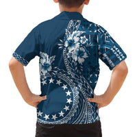 Kia Orana Cook Islands Family Matching Puletasi and Hawaiian Shirt Tiare and Stars - Navy Blue LT7 - Polynesian Pride