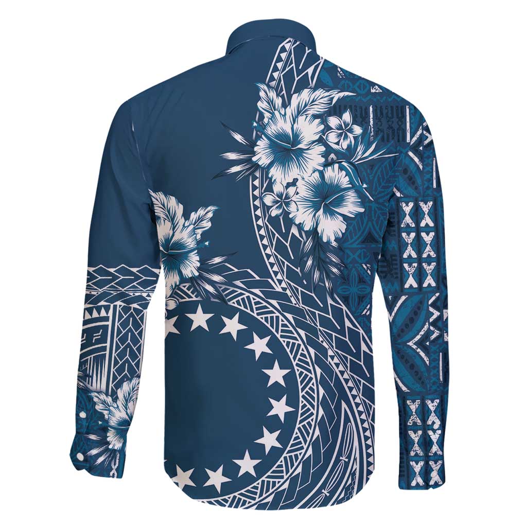 Kia Orana Cook Islands Family Matching Summer Maxi Dress and Hawaiian Shirt Tiare and Stars - Navy Blue LT7 - Polynesian Pride