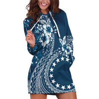 Kia Orana Cook Islands Hoodie Dress Tiare and Stars - Navy Blue LT7 Navy Blue - Polynesian Pride