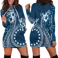 Kia Orana Cook Islands Hoodie Dress Tiare and Stars - Navy Blue LT7 - Polynesian Pride