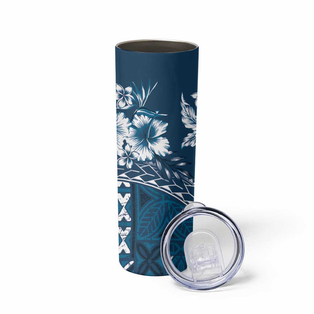 Kia Orana Cook Islands Skinny Tumbler Tiare & Stars - Navy Blue LT7 - Polynesian Pride