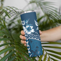Kia Orana Cook Islands Skinny Tumbler Tiare & Stars - Navy Blue LT7 - Polynesian Pride