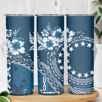 Kia Orana Cook Islands Skinny Tumbler Tiare & Stars - Navy Blue LT7 - Polynesian Pride