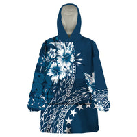 Kia Orana Cook Islands Wearable Blanket Hoodie Tiare and Stars - Navy Blue LT7 One Size Navy Blue - Polynesian Pride