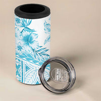 Kia Orana Cook Islands 4 in 1 Can Cooler Tumbler Tiare & Stars - Turquoise LT7 - Polynesian Pride