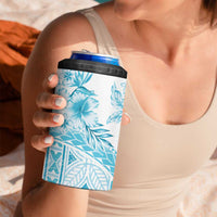 Kia Orana Cook Islands 4 in 1 Can Cooler Tumbler Tiare & Stars - Turquoise LT7 - Polynesian Pride