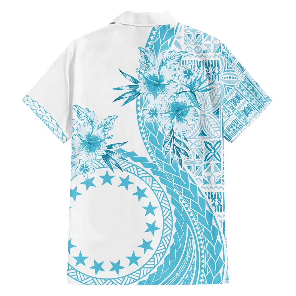 Kia Orana Cook Islands Hawaiian Shirt Tiare and Stars - Turquoise LT7 - Polynesian Pride