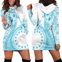 Kia Orana Cook Islands Hoodie Dress Tiare and Stars - Turquoise LT7 - Polynesian Pride