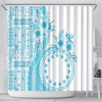 Kia Orana Cook Islands Shower Curtain Tiare and Stars - Turquoise LT7 - Polynesian Pride