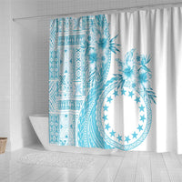 Kia Orana Cook Islands Shower Curtain Tiare and Stars - Turquoise LT7 - Polynesian Pride