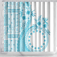 Kia Orana Cook Islands Shower Curtain Tiare and Stars - Turquoise LT7 - Polynesian Pride