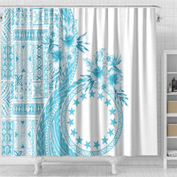 Kia Orana Cook Islands Shower Curtain Tiare and Stars - Turquoise LT7 - Polynesian Pride