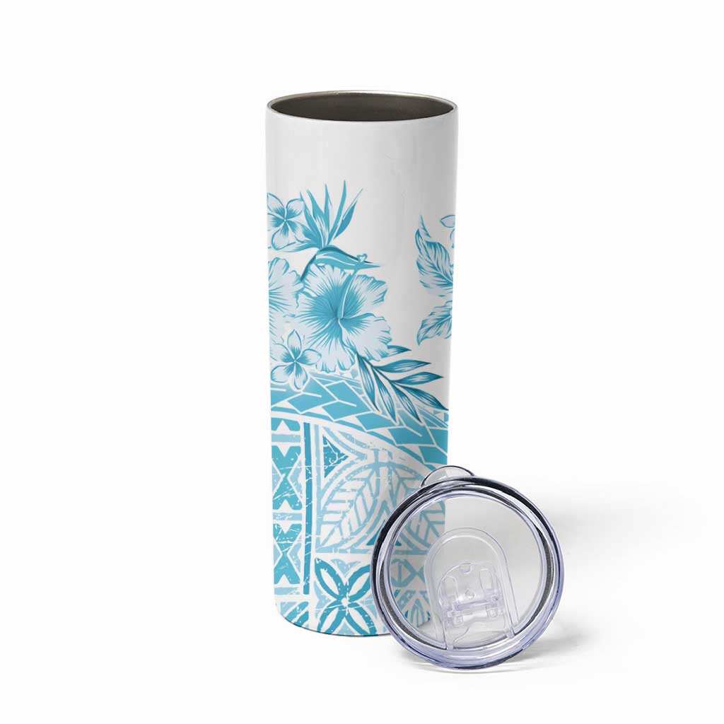 Kia Orana Cook Islands Skinny Tumbler Tiare & Stars - Turquoise LT7 - Polynesian Pride