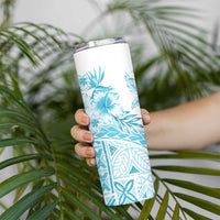 Kia Orana Cook Islands Skinny Tumbler Tiare & Stars - Turquoise LT7 - Polynesian Pride