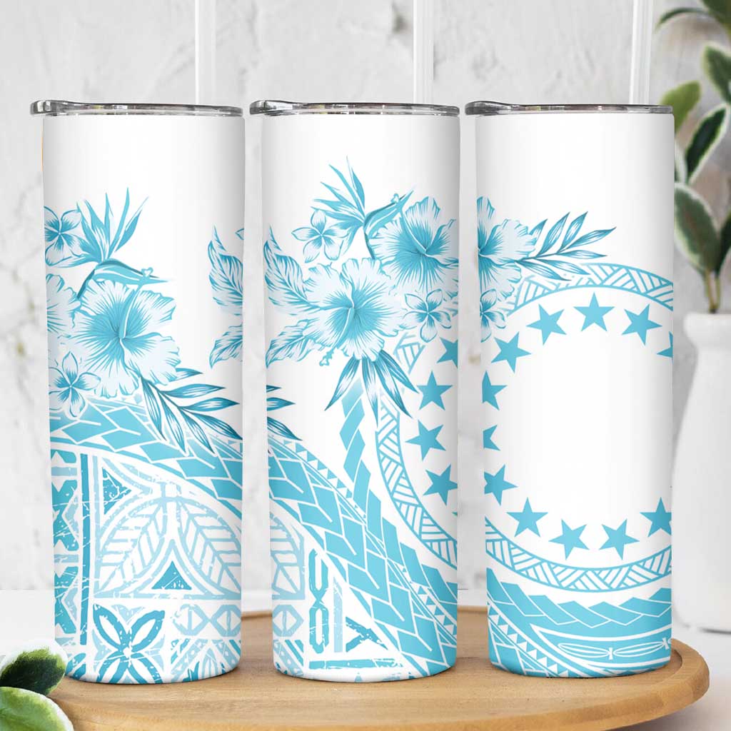 Kia Orana Cook Islands Skinny Tumbler Tiare & Stars - Turquoise LT7 - Polynesian Pride