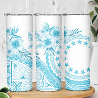 Kia Orana Cook Islands Skinny Tumbler Tiare & Stars - Turquoise LT7 - Polynesian Pride
