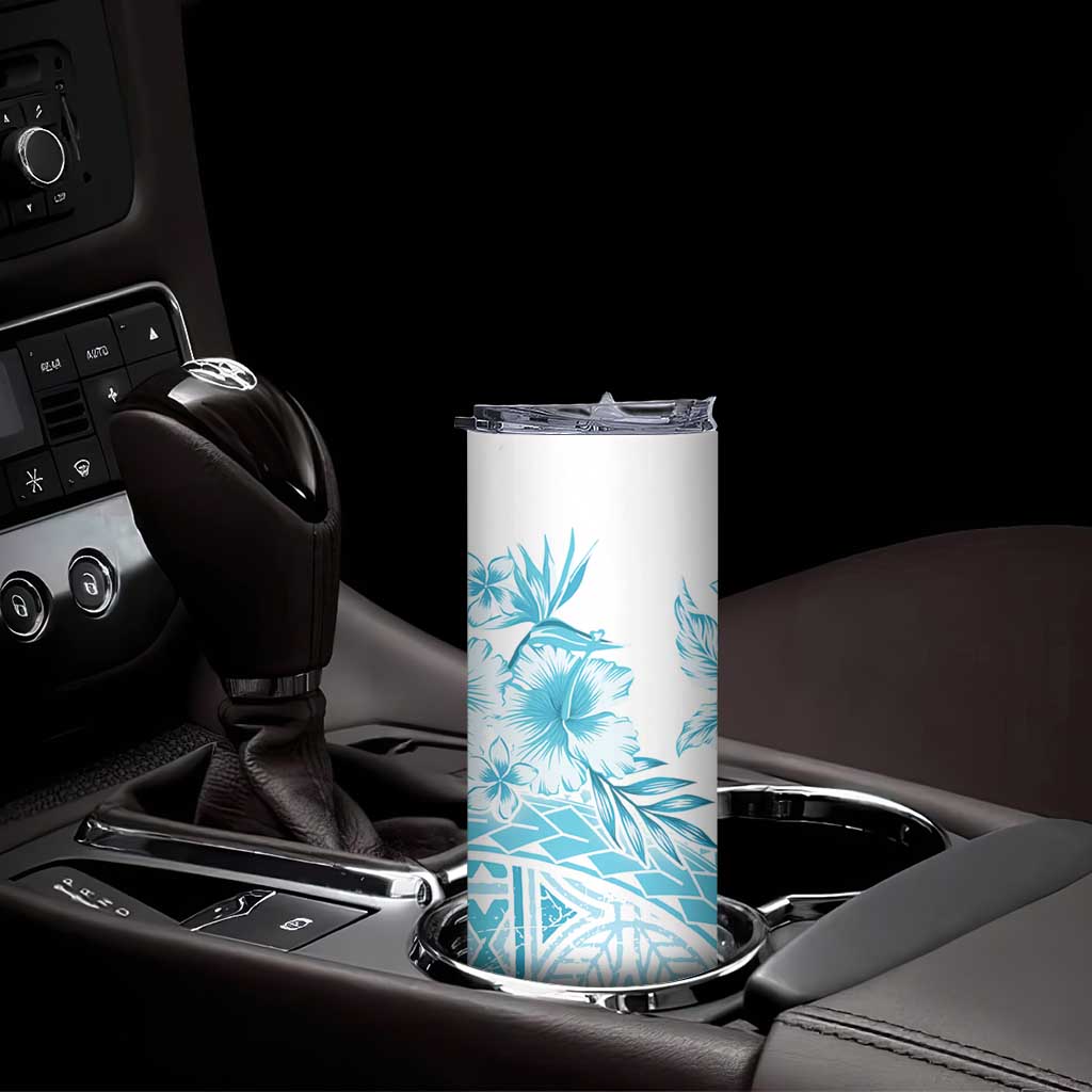 Kia Orana Cook Islands Skinny Tumbler Tiare & Stars - Turquoise LT7 - Polynesian Pride