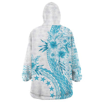 Kia Orana Cook Islands Wearable Blanket Hoodie Tiare and Stars - Turquoise LT7 - Polynesian Pride