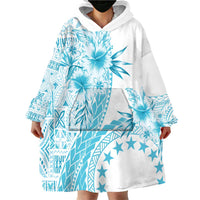 Kia Orana Cook Islands Wearable Blanket Hoodie Tiare and Stars - Turquoise LT7 - Polynesian Pride