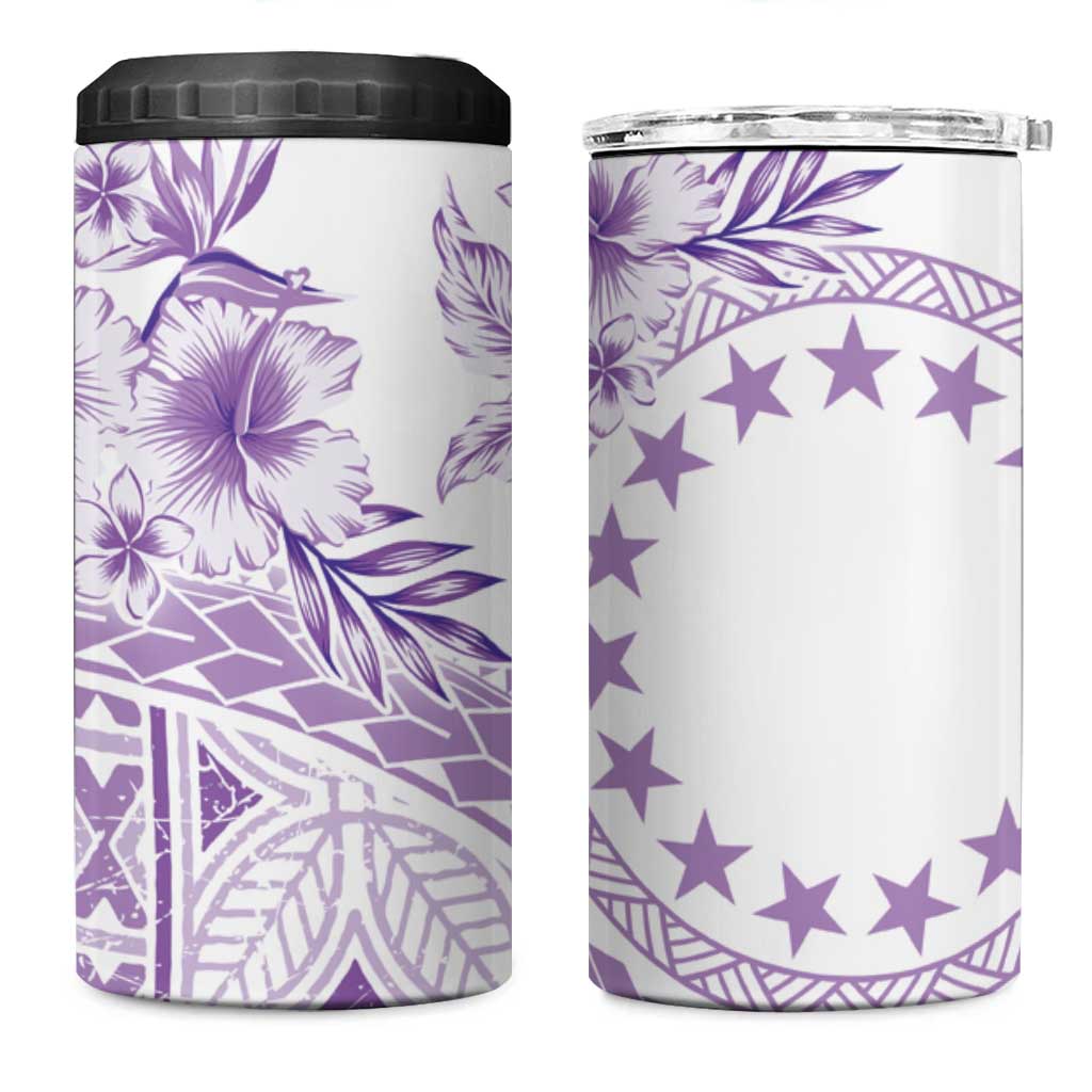 Kia Orana Cook Islands 4 in 1 Can Cooler Tumbler Tiare & Stars - Lavender LT7 One Size: 16 oz Lavender - Polynesian Pride