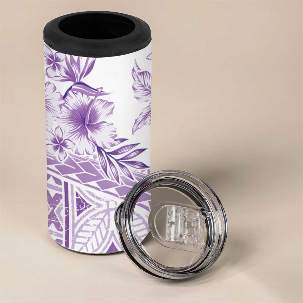 Kia Orana Cook Islands 4 in 1 Can Cooler Tumbler Tiare & Stars - Lavender LT7 - Polynesian Pride