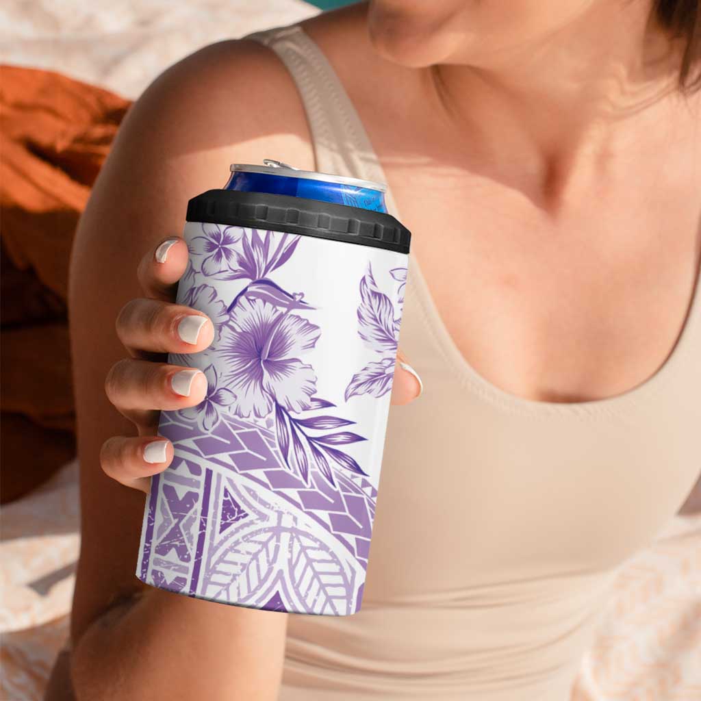 Kia Orana Cook Islands 4 in 1 Can Cooler Tumbler Tiare & Stars - Lavender LT7 - Polynesian Pride