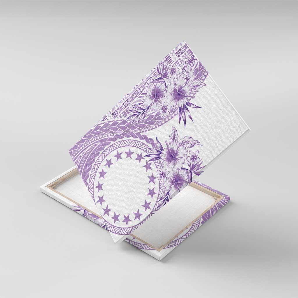 Kia Orana Cook Islands Canvas Wall Art Tiare and Stars - Lavender LT7 With Frame Lavender - Polynesian Pride
