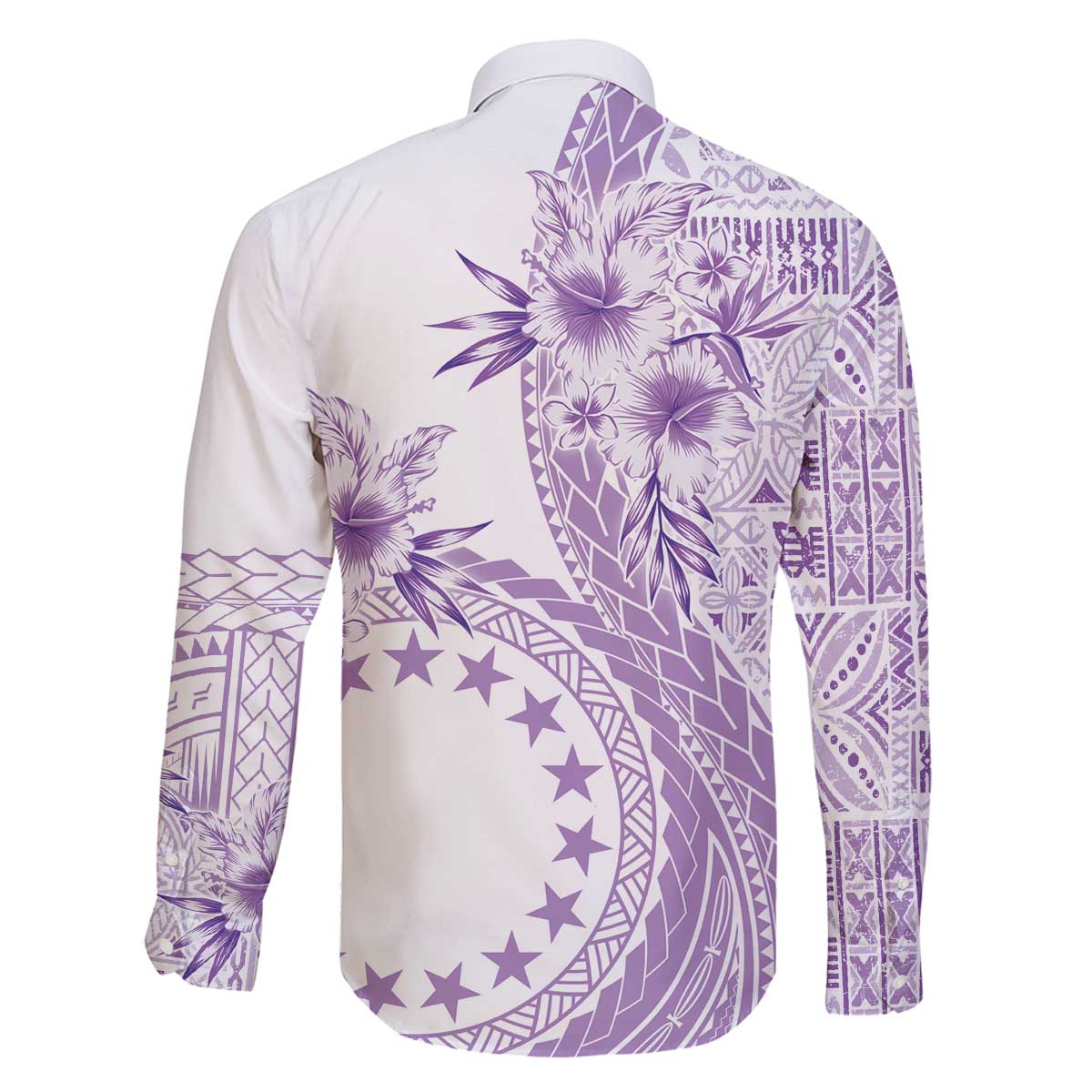 Kia Orana Cook Islands Family Matching Puletasi and Hawaiian Shirt Tiare and Stars - Lavender LT7 - Polynesian Pride